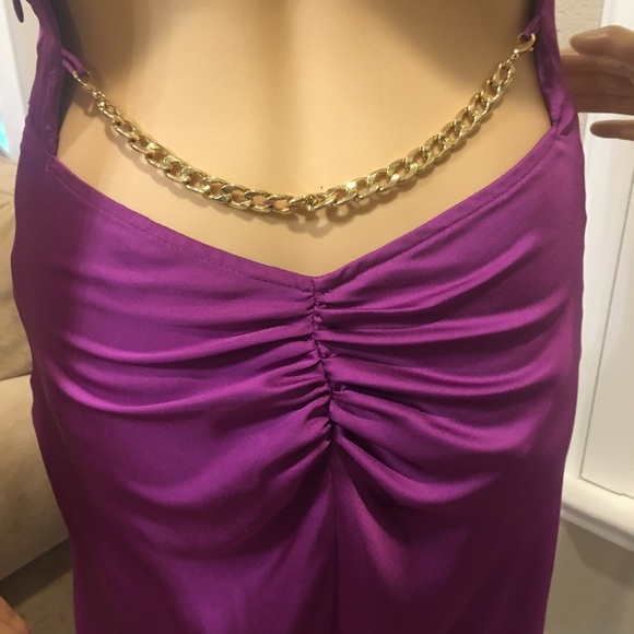 “MARCIANO” PURPLE SATIN DRESS WITH ATTACHED GOLD CHOKER NECKLACE – SZ 4 - Picture 11 of 13